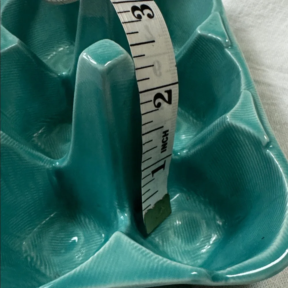 ANTHROPOLOGIE biscuit HALF-DOZEN 6 EGG CRATE TURQUOISE Blue STONEWARE #25442534